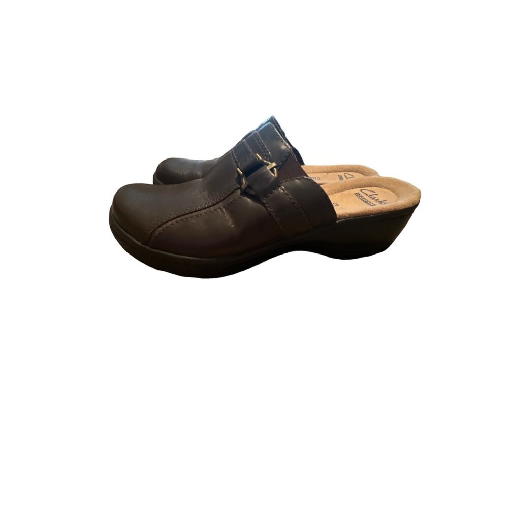 Clarks Womens Mules Clogs Brown Leather Slip‎ On Patty Tayna Size 6